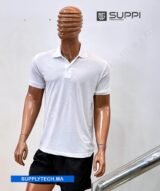 Polo blanc en tissu piqué – unisex manches courtes – Image 3