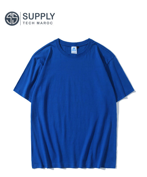T-shirts vierges unisexe Coton col rond Bleu royal