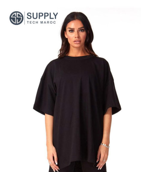 T-Shirt Oversize Femme Coton Noir