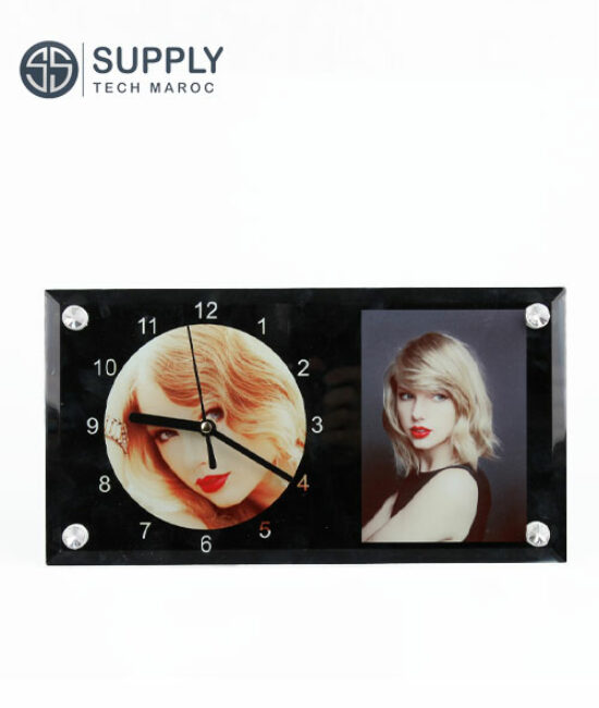 Horloge  en verre miroir sublimation 30×16 cm