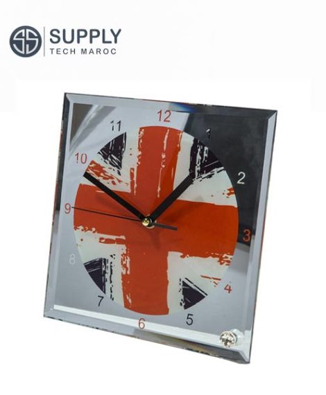 Horloge  en verre miroir sublimation 20×20 cm