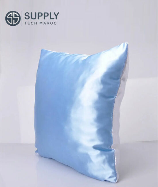Coussin en satin sublimation Bleu ciel-blanc 40×40 cm