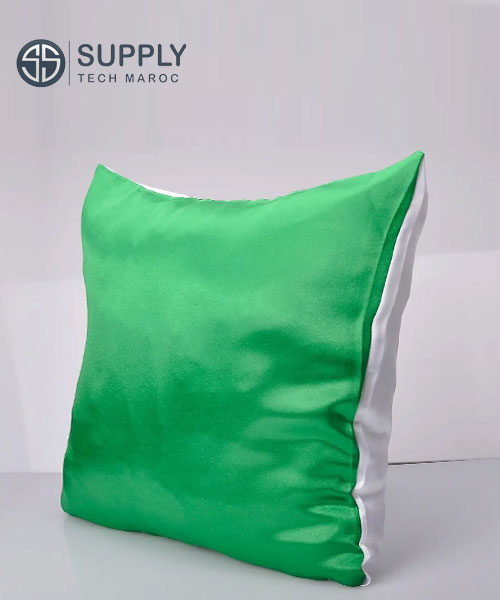 Coussin en satin sublimation Vert-blanc 40×40 cm