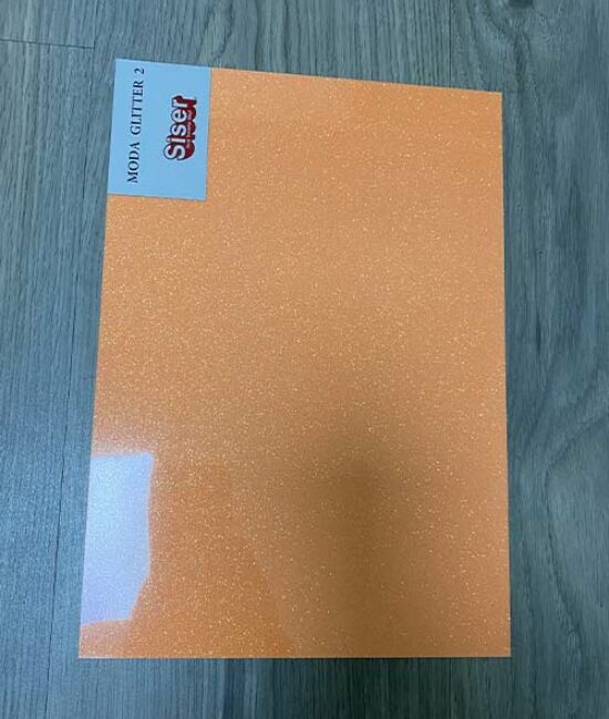 Feuille de Flex textile Glitter Orange (Effet Pailleté)-Format A4