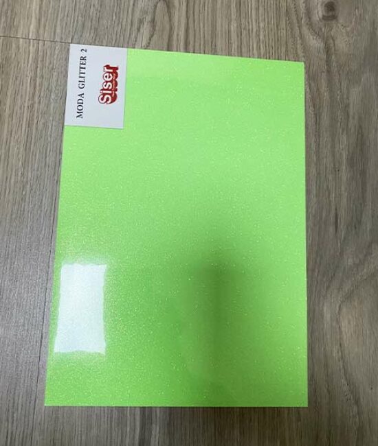 Feuille de Flex textile Glitter vert fluo (Effet Pailleté)-Format A4
