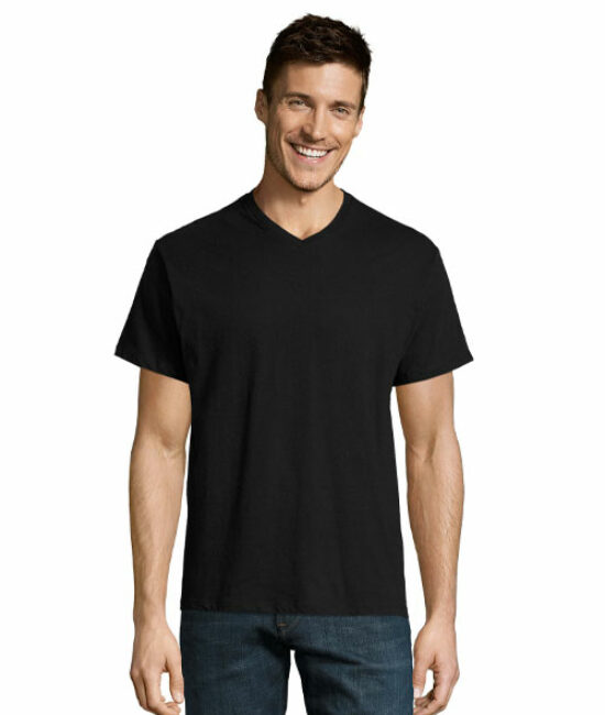 T-shirt coton unisexe col « V » Noir