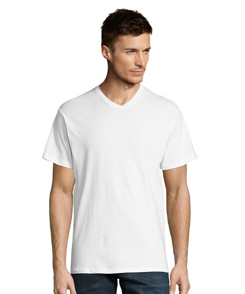 T-shirt coton unisexe col « V » Blanc