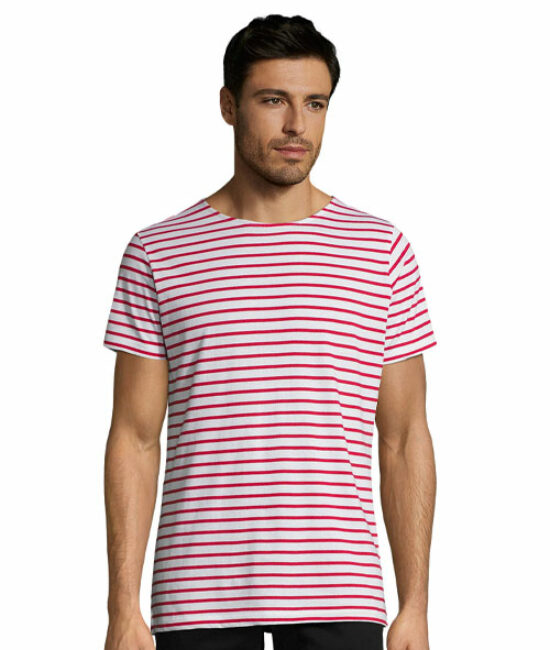 Tee-Shirt coton Col Rond Rayé MILES-Rouge