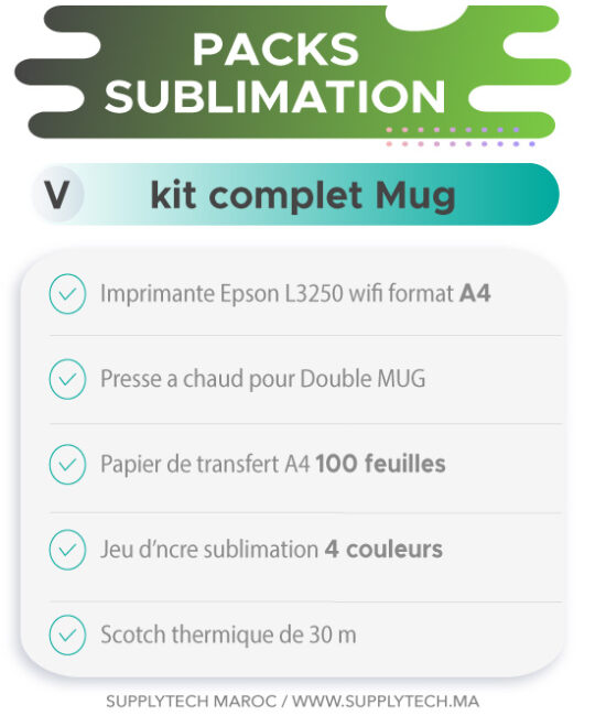 Pack de démarrage sublimation pour Double Mugs+Epson L3250 A4