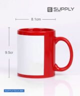 Mug rouge avec zone imprimable blanche pour sublimation – Image 3