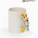 Mug sublimation Blanc avec Poignée en Forme de dragon