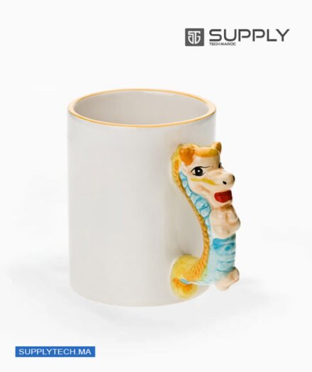 Mug sublimation Blanc avec Poignée en Forme de dragon