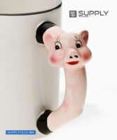 Mug sublimation Blanc avec Poignée en Forme de cochon – Image 2