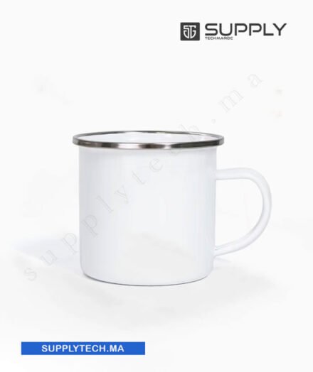 Mug en Acier Émaillé avec Cerclage Argenté – 10 oz (284 ml)