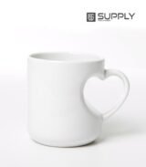 Mug Blanc de Sublimation - Anse Renforcée Forme Cœur