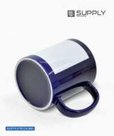 Mug bleu marine avec zone imprimable blanche pour sublimation – Image 4