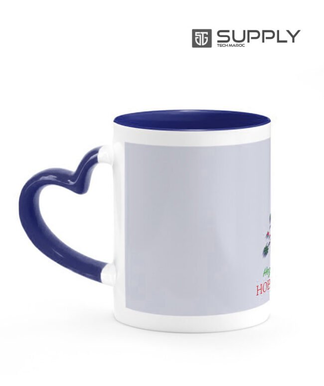 Mug sublimation intérieur bleu marine et Poignée cœur – Image 3