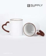 Mug sublimation intérieur marron cercle et Poignée cœur – Image 3