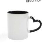Mug sublimation intérieur noir et Poignée cœur