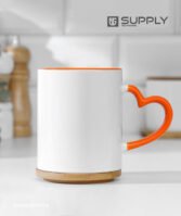 Mug sublimation intérieur orange et Poignée cœur – Image 2