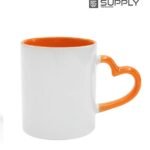 Mug sublimation intérieur orange et Poignée cœur