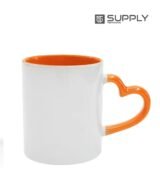 Mug sublimation intérieur orange et Poignée cœur