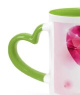 Mug sublimation intérieur pistache et Poignée cœur – Image 3