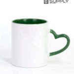 Mug sublimation intérieur vert et Poignée cœur