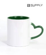 Mug sublimation intérieur vert et Poignée cœur