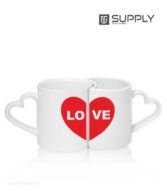Mug couple avec poignée en Forme cœur pour sublimation