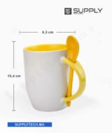 Mugs bicolore sublimation jaune avec Cuillère Intégrée – Image 3