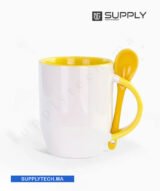 Mugs bicolore sublimation jaune avec Cuillère Intégrée