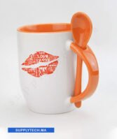 Mugs bicolore sublimation orange avec cuillère Intégrée – Image 2
