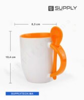 Mugs bicolore sublimation orange avec cuillère Intégrée – Image 4