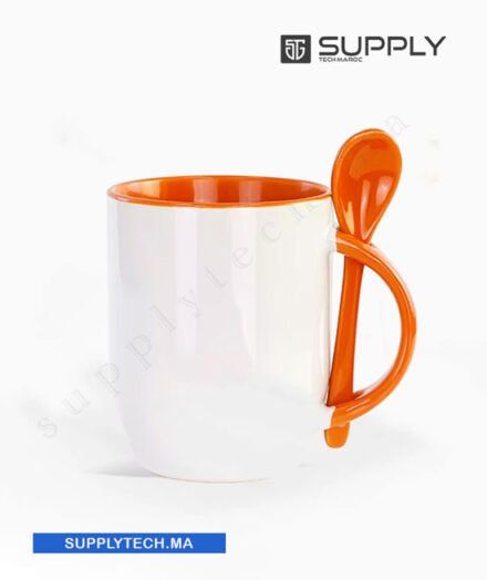 Mugs bicolore sublimation orange avec cuillère Intégrée