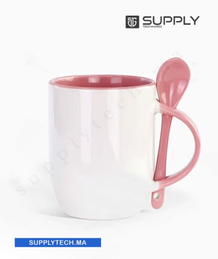 Mugs bicolore sublimation rose avec Cuillère Intégrée