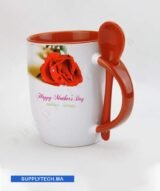 Mugs bicolore sublimation rouge avec Cuillère Intégrée – Image 2