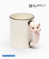 Mug sublimation Blanc avec Poignée en Forme de cochon
