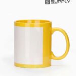Mug jaune avec zone imprimable blanche pour sublimation