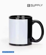Mug noir avec zone imprimable blanche pour sublimation