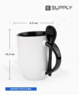 Mugs bicolore sublimation noir avec Cuillère Intégrée – Image 3