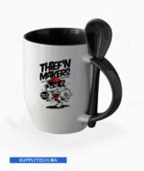 Mugs bicolore sublimation noir avec Cuillère Intégrée – Image 2