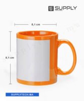 Mug orange avec zone imprimable blanche pour sublimation – Image 3