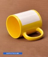 Mug jaune avec zone imprimable blanche pour sublimation – Image 2