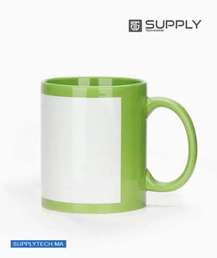 Mug pistache avec zone imprimable blanche pour sublimation