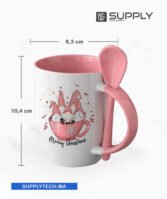 Mugs bicolore sublimation rose avec Cuillère Intégrée – Image 4