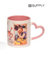 Mug sublimation intérieur rose et Poignée cœur – Image 3