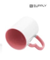 Mug sublimation intérieur rose et Poignée cœur – Image 4