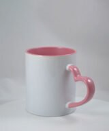 Mug sublimation intérieur rose et Poignée cœur – Image 2