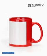 Mug rouge avec zone imprimable blanche pour sublimation